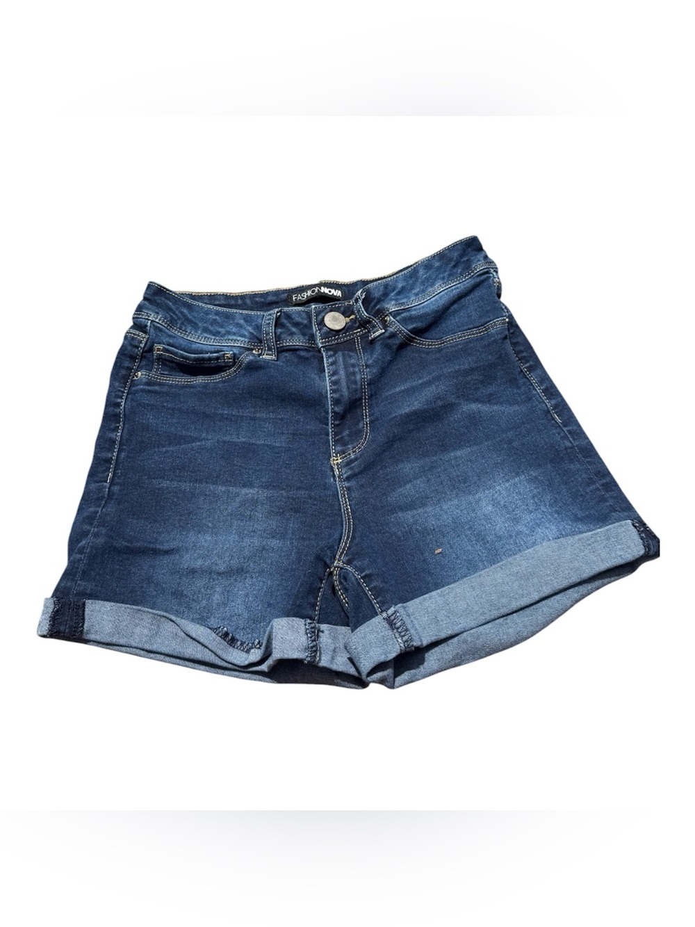 Fashion Nova Cuffed Denim Shorts Size 3-dark Wash